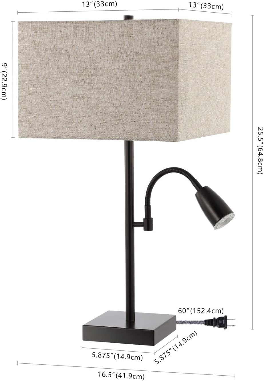 JONATHAN Y JYL1112A-SET2 Austin 25.5" 2-Light Farmhouse Industrial Iron LED Table Lamp,USB Charging Port,Adjustable Reading Light Coastal,Minimalist Bedside Desk Nightstand,Oil Rubbed Bronze(Set of 2)