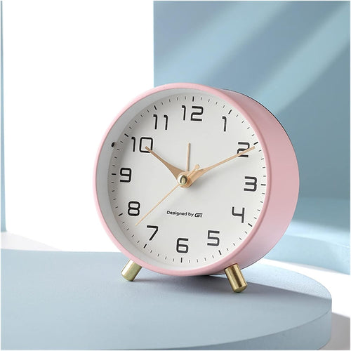 VSULZVNU Alarm Clock Simple and Light Luxury Style Metal Alarm Clock for Students Desktop Clock, Mute Bedside Clock, Children's Alarm Clock, 4 Inch Smart Alarm Clock (Color : 6)