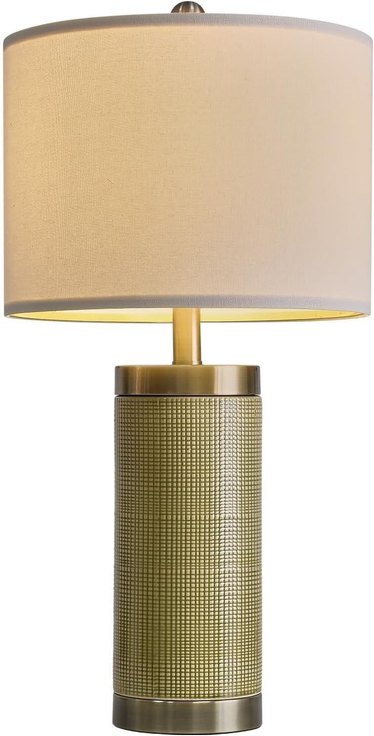 24.5 Inch Modern Ceramic Table Lamp with Linen Lampshade Suitable for Bedroom Decor Living Room Office Dorm Suitable for bedrooms, Living Rooms, Offices, Book(White)