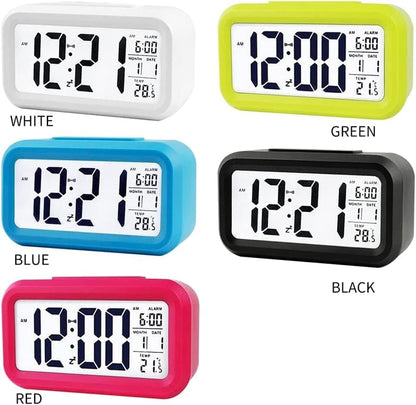 Digital Alarm Clocks Bedside,Bedroom Decor, Smart Temperature Alarm Clock LED Display Digital Backlight Calendar Desktop Snooze Mute Electronic Mini Al