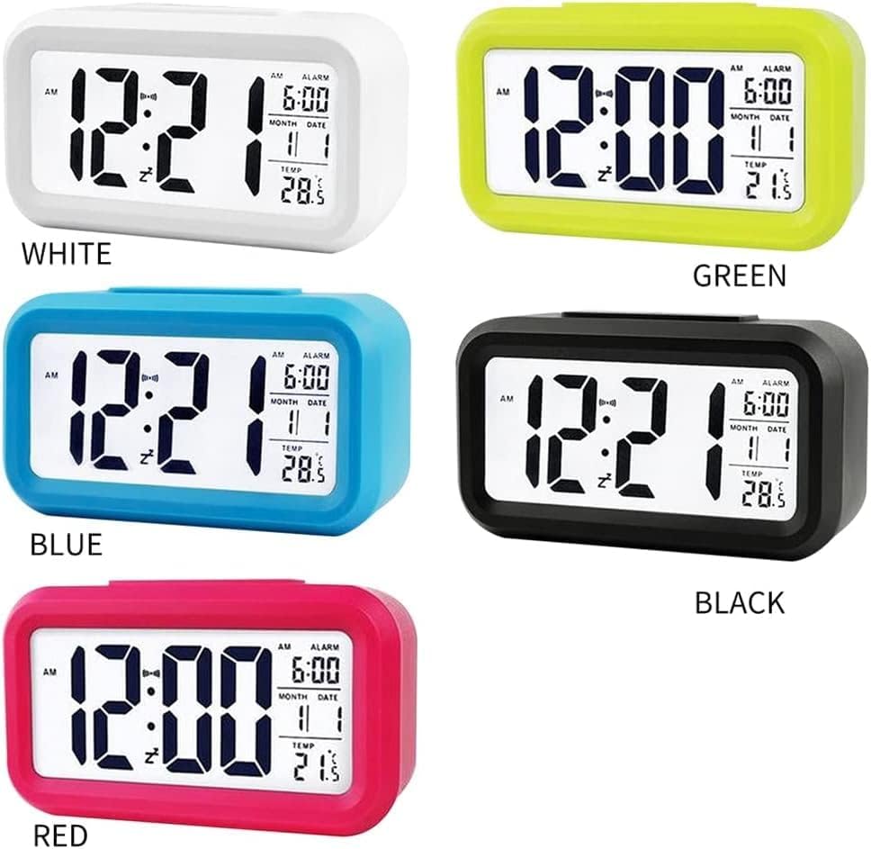 Digital Alarm Clocks Bedside,Bedroom Decor, Smart Temperature Alarm Clock LED Display Digital Backlight Calendar Desktop Snooze Mute Electronic Mini Al