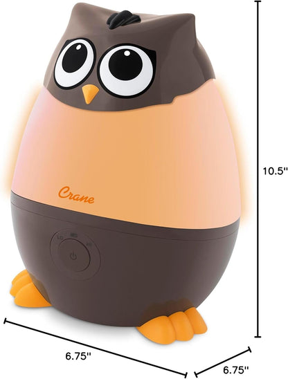 Crane Ultrasonic Humidifiers for Kid's Room and Baby Nursery, .5 Gallon Cool Mist Air Humidifier, Owl Humidifier For Kid's Room