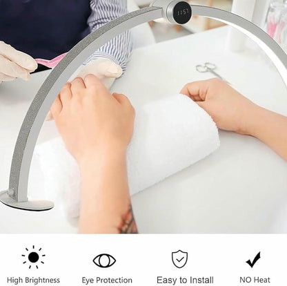 48W Foldable Nail Arch Light, Half Moon Light for Nail Desk - 3 Modes 3000-6000K Stepless Table Lamp with Smart Display LED Half Moon Lamp - for Lash Extension/Tattoo..