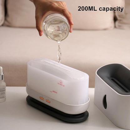 Flame Humidifier Aroma Diffuser,Cool Mist Humidifier,Simulated Flame, Power Outage When There Is No Water,Silent Humidification For Baby Bedroom Plant Office Yoga,Black