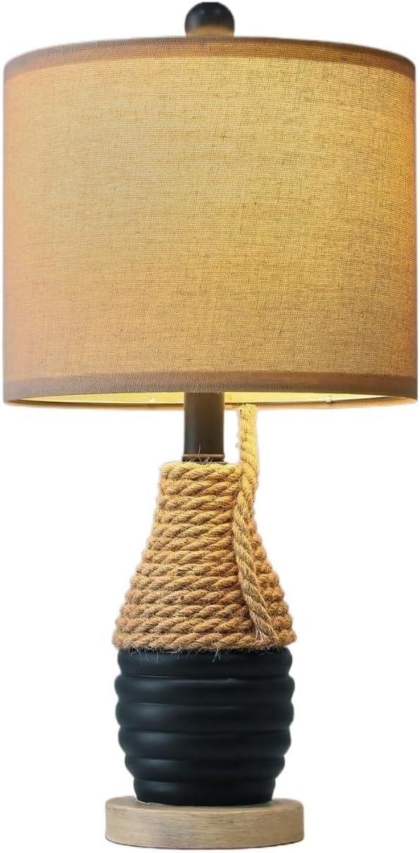 20" Vintage Resin Table Lamp for Bedroom Living Room Bedside, Coastal Nautical Decorative Light, Navy Blue Suitable for bedrooms, Living Rooms, Offices, Book