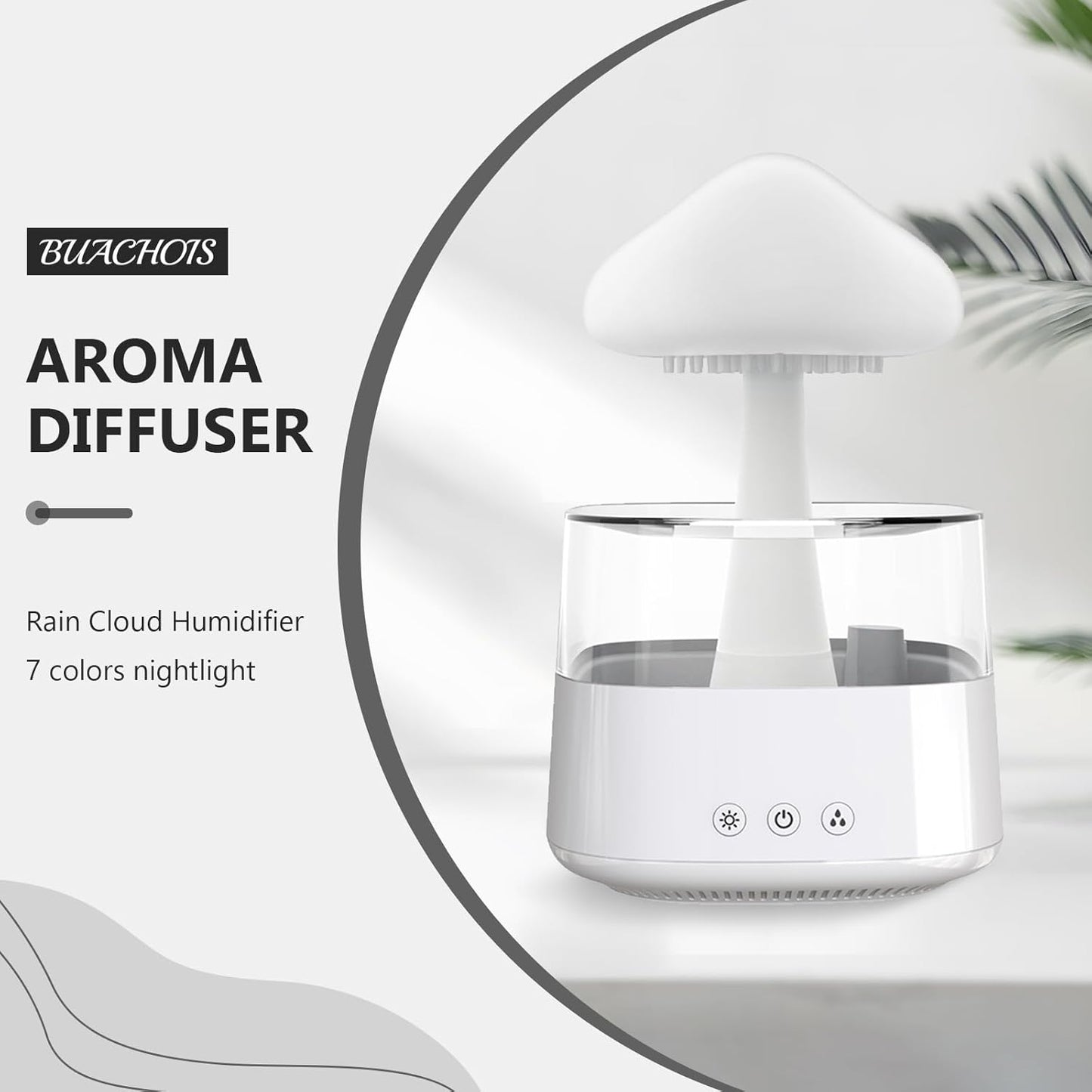 Cloud Humidifiers, Water Drip Humidifiers, Mushroom Essential Oil Diffuser Mood Light Air Humidifier with 7 Changing Colors