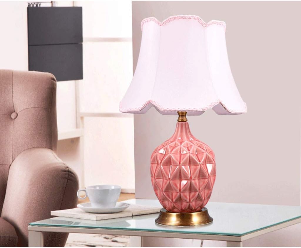 Table lamp New Chinese Ceramic Table Bedroom Bedside Living Room Large Creative Retro Wind Network red(Green)