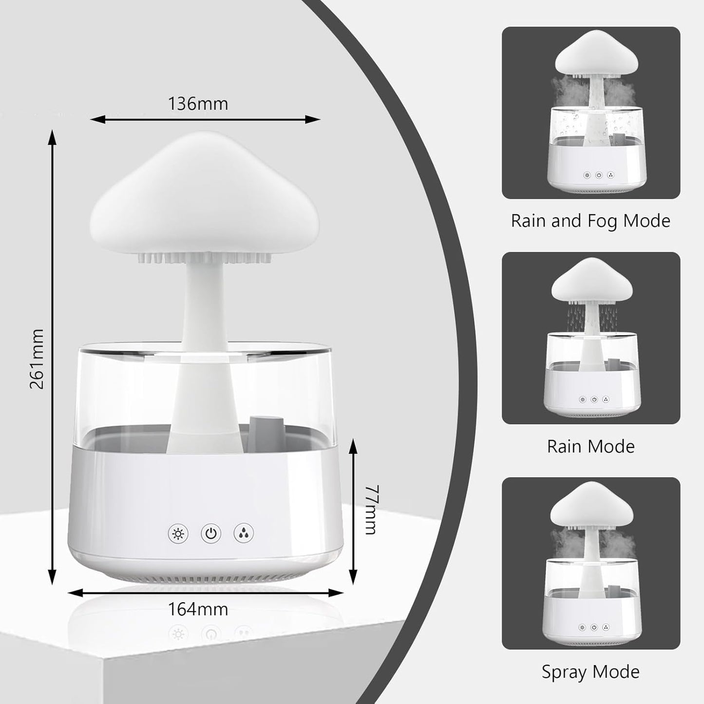 Cloud Humidifiers, Water Drip Humidifiers, Mushroom Essential Oil Diffuser Mood Light Air Humidifier with 7 Changing Colors