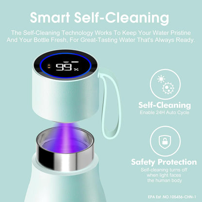 VSITOO Self-Cleaning Smart Water Bottle (pink, 15 Ounce)