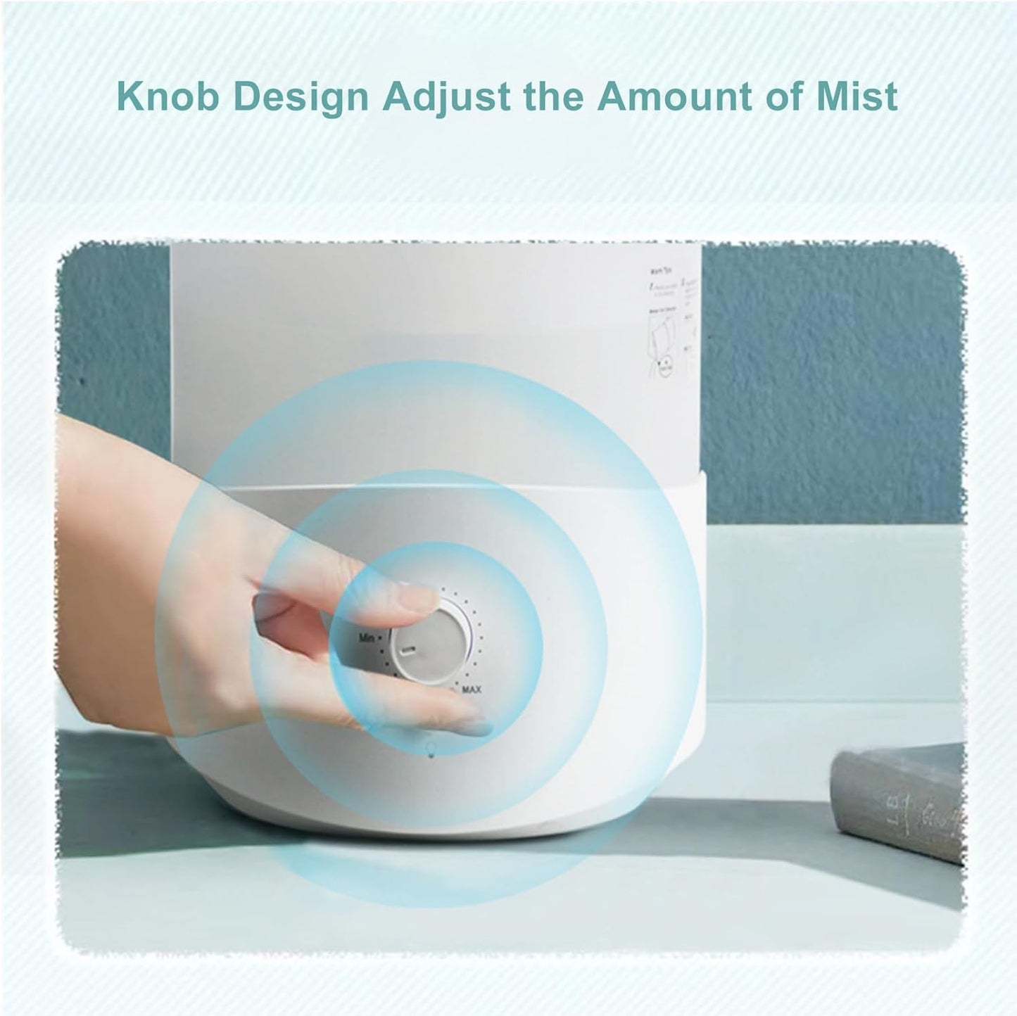 2.5L Humidifiers for Bedroom Office, Top Fill Knob Control Cool Mist Ultrasonic Humidifiers With 7 Color Night Light, Support Essential Oil