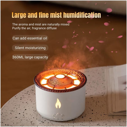 Volcano humidifier 360ml Volcano Air Diffuser Flame Lamp Air Cloud Humidifier， Remote Control Essential Oil Aroma Smoke Ring Night Light