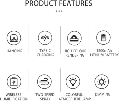 Flame Aroma Diffuser,Cool Mist Humidifier,Colorful Night Light,Kerosene Lamp Shape,2 Sprays Adjustable,Retro Desktop Decoration Artwork Suitable for Camping Bedroom Office,Black