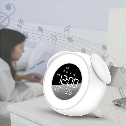 Digital Smart Alarm Clock Cute Night Light Chargeable Child Alarm Clock Kid Gift Digital Clock(Pink)