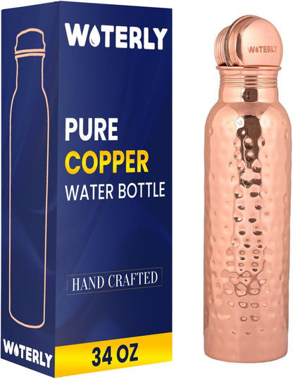 Plain Copper Water Bottle (34 Oz /1000ml) With Set Of 2 Tumbler (10 Oz/300ml Each) | Best use for Office,Gym & gifts |100% Pure Copper Material with Leak proof Quality
