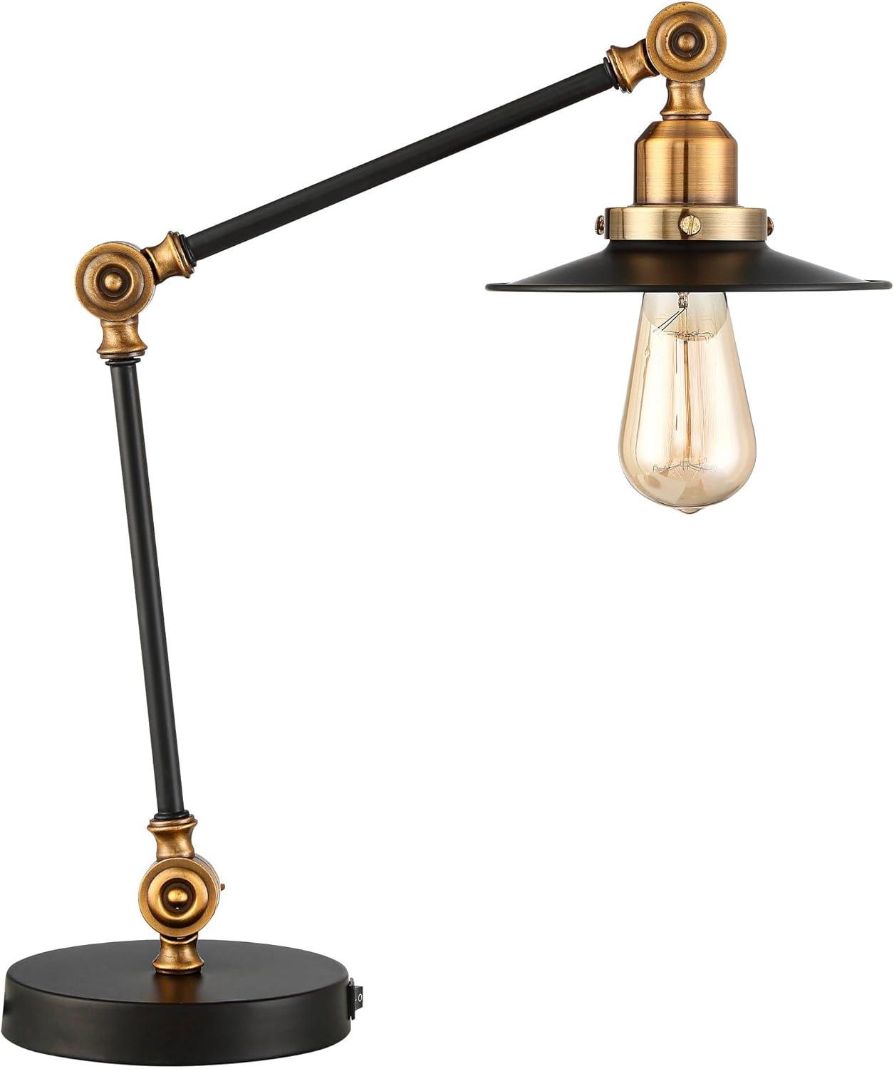 360 Lighting Taurus 20" High Small Farmhouse Rustic Industrial Traditional Desk Lamps Set of 2 USB Ports Adjustable Black Gold Shade Home Office Living Room Charging Bedroom Bedside Nightstand House