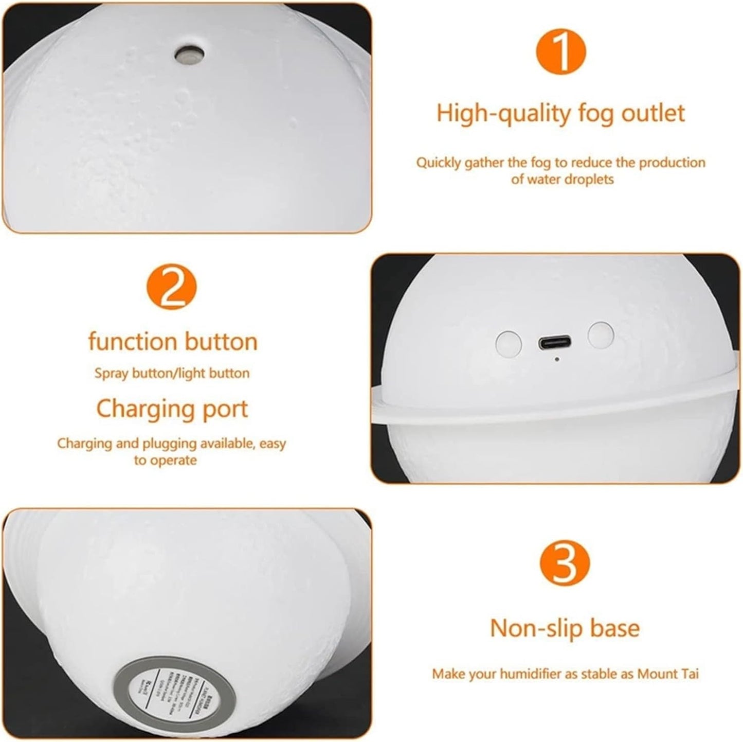 HASMI Humidifiers for Bedroom Moon Lamp Cool Mist Humidifier For Bedroom LED Night Light Humidifier & Essential Oil Diffuser USB Humidifiers Humidifier for Home (Color : B), yuqing2022