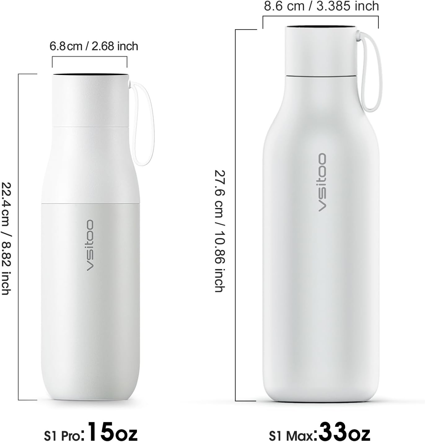 VSITOO Self-Cleaning Smart Water Bottle (pink, 15 Ounce)