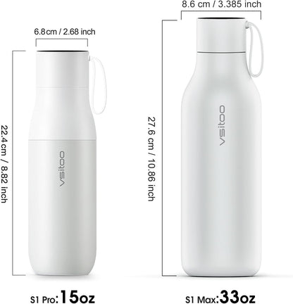 VSITOO Self-Cleaning Smart Water Bottle (pink, 15 Ounce)