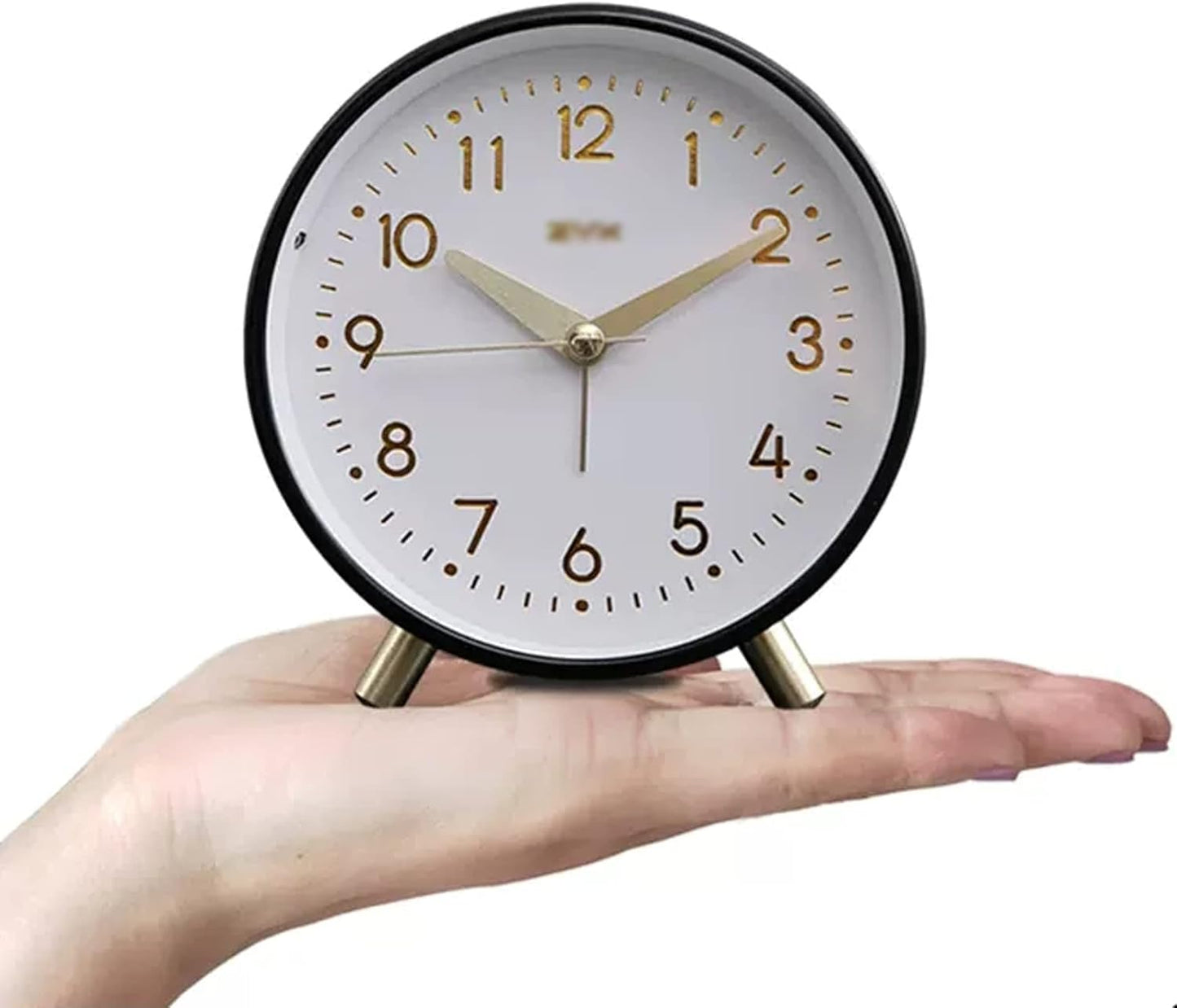 VSULZVNU Alarm Clock 4.5 Inch Alarm Clock for Heavy Sleepers Silent Non-Ticking Alarm Clock with Backlight Battery Operated, Loud Alarm Clock for Bedroom Bedside Smart Alarm Clock (Color : Brass)