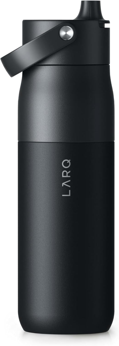 LARQ Bottle Swig Top 34oz - Insulated Stainless Steel Water Bottle With Built-In Silicone Handle | BPA Free | Reusable Water Bottle for Sports, Gym, and Travel, Obsidian Black