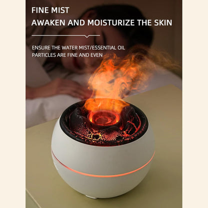 Volcano Humidifier,Aromatherapy Diffusers,Colorful Flame Night Light,1/3/6 Hour Timer,Fine Mist Power Off Protection Peaceful Sleep Suitable for Baby Bedroom Plant Office Yoga,Black,Cracked