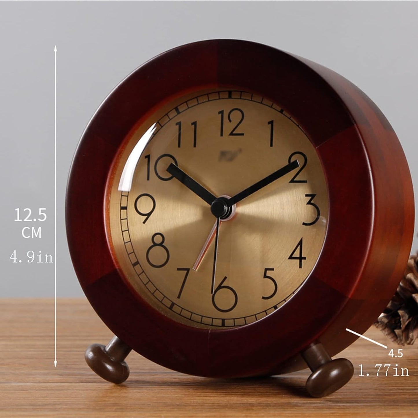 Alarm Clock Beside ﻿ Wooden Alarm Clock, Silent Non Ticking Small Clock with Night Light, Battery Operated, Suitable for Bedrooms, Office Desks Smart Alarm Clock