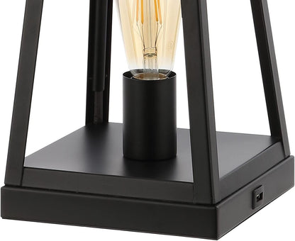 JONATHAN Y JYL8503A Waylon 28.5" Classic Industrial Iron Nightlight LED Table Lamp with USB Charging Port Modern Contemporary Bedside Desk Nightstand Lamp for Bedroom Living Room, Black