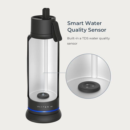 Vita Smart Water Bottle Black with Filter & Straw + PureSip Filter Water 1 Pack Bundle