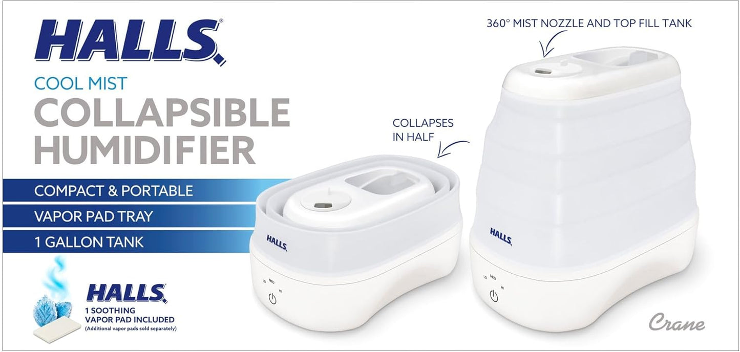 1 Gal. Warm Mist Collapsible Humidifier, White, Top Fill, for Medium Rooms Up to 500 sq. ft.