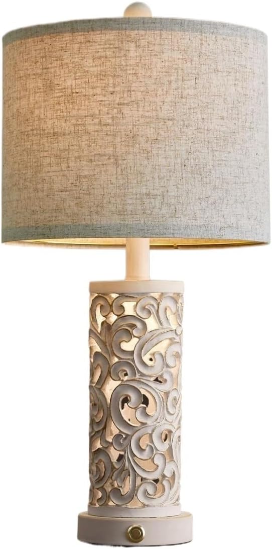 22" Dimmable Touch-Control Table Lamp 2-Pack with Night Light for Living Room, Bedroom, and Farmhouse Style, Bulb Included Suitable for bedrooms, Living Rooms, Offices, Book(White -2 Pack)