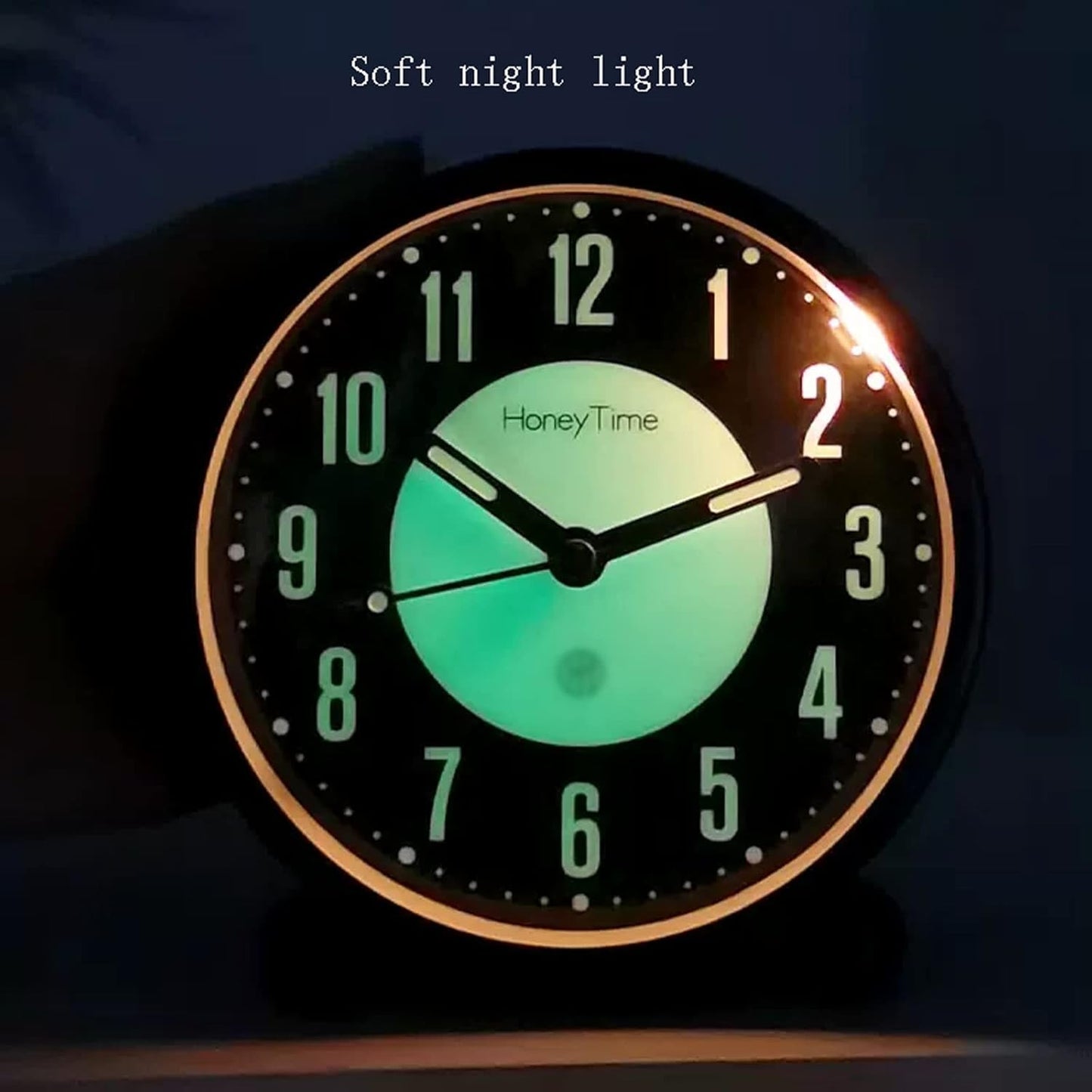 VSULZVNU Alarm Clock Rechargeable Luminous Alarm Clock, Non-Ticking, Louder Bell for Heavy Sleepers, Ideal for Bedroom, Home Office and Dorm Room Smart Alarm Clock (Color : Black)