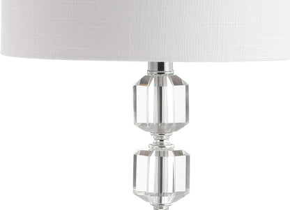 JONATHAN Y JYL5053A-SET2 Set of 2 Table Lamps Cary 27.5" Modern Stacked Crystal/Metal LED Table Lamp Glam,Modern for Bedroom, Living Room, Office, College Dorm, Coffee Table, Chrome/Clear