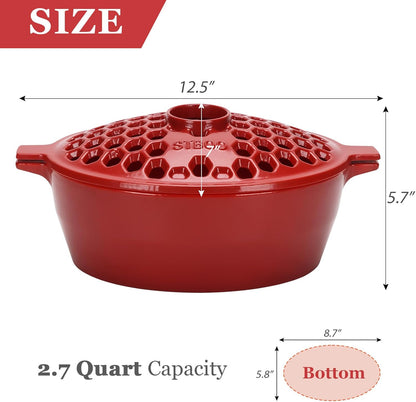 Wood Stove Steamer, Cast Iron Fireplace Humidifier, Indoor Humidifier for Home Heating, Black Bowl Fireplace Stove Covers Accessories Decorative, Matte Black Finish, Rust Resistant, 2.7 Quart Capacity