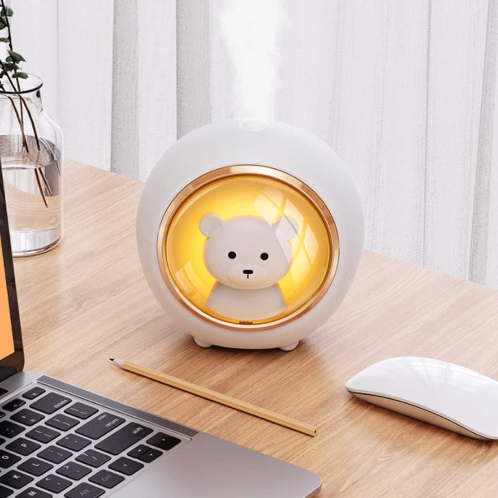 Habiba Humidifier Cute Small Essential Oil Diffuser with Space Capsule Decoration，Creative Home Mute Bedroom USB Portable Humidifier，Night Light Quiet