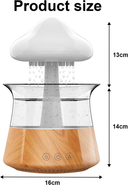 Cloud Rain Humidifiers for Bedroom & Large Room - Essential Oil Diffuser with 7 Colors LED Lights - Whole House Coverage-Auto Shut-Off-It Can Work for Up to 8-10 Days with Full Water (Wood Grain)