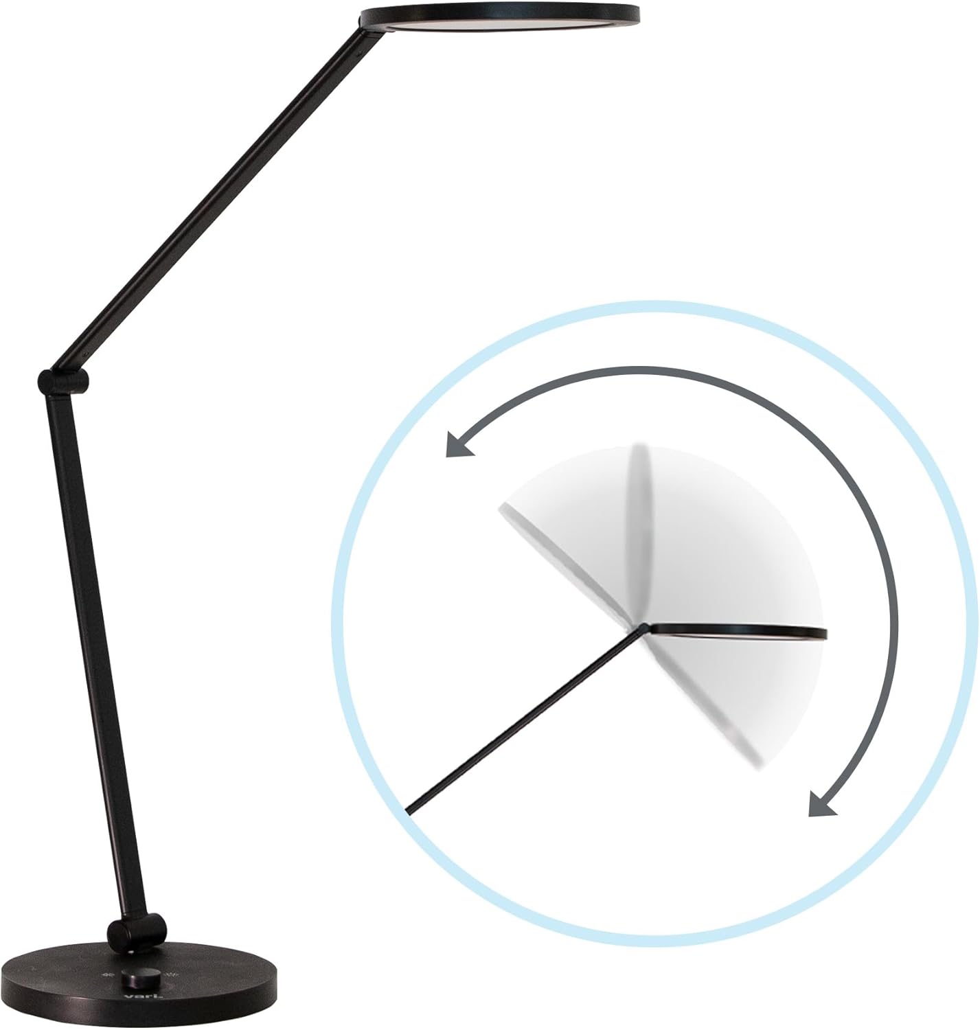 Vari LED Studio Lamp- Varidesk Modern Desk Lamp for Home Office- Flexible Positioning, Stable Base- Three Color Settings- Bright Task Lamp- Ideal for Study Area and Workspaces