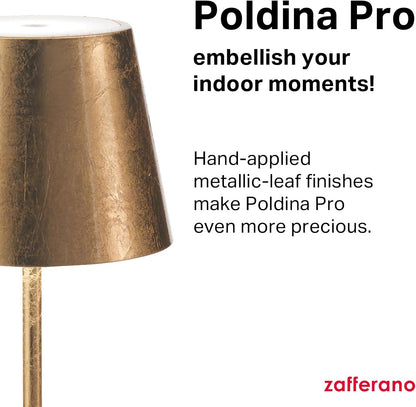 Zafferano, Poldina Pro Lamp, Rechargeable Cordless Table Lamp with Touch Controls, Suitable for Indoor and Outdoor, Dimmer, 2200-3000 K, Height 14.9 Inches, White Color