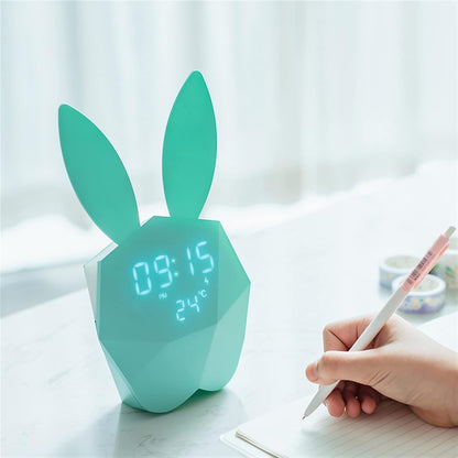 Liudan Alarm Clock Alarm Clock Students Use Child Mute Bedside Bright Electronic Smart Charge Female Cute Creative Rabbit Personality Digital Alarm Clock (Color : B, Size : 8.5")