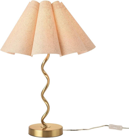 21.25" Modern Gold Table Lamp with Fan Pleats for Decoration, Bedside, Bedroom, Living Room, Kitchen Suitable for bedrooms, Living Rooms, Offices, Book