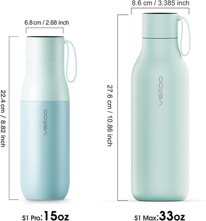 VSITOO Self-Cleaning Smart Water Bottle (pink, 15 Ounce)