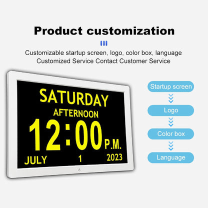 10 Inch Digital Smart Clock, Large Display Alarm Reminder Clock Memory with 12 Alarms Date Time Display for Bedroom Living Room Wall Table