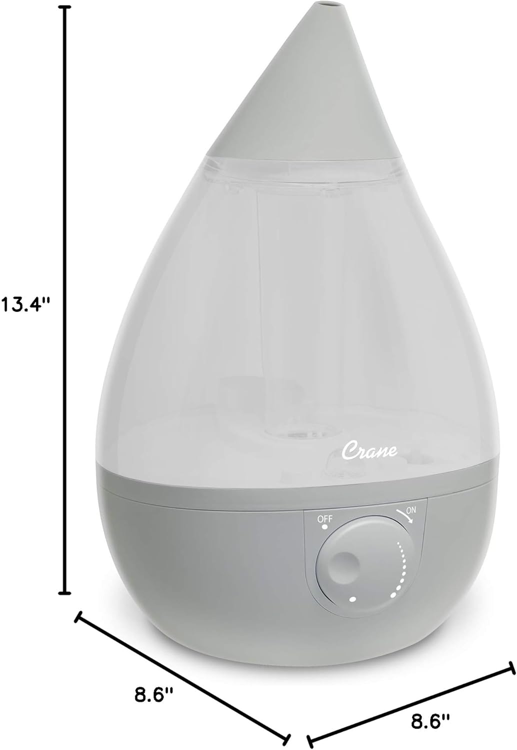Crane Ultrasonic Cool Mist Humidifier for Bedroom, Baby Nursery, Kids Room, Plants, or Office, Large 1 Gallon Tank, Filter Optional, Orange