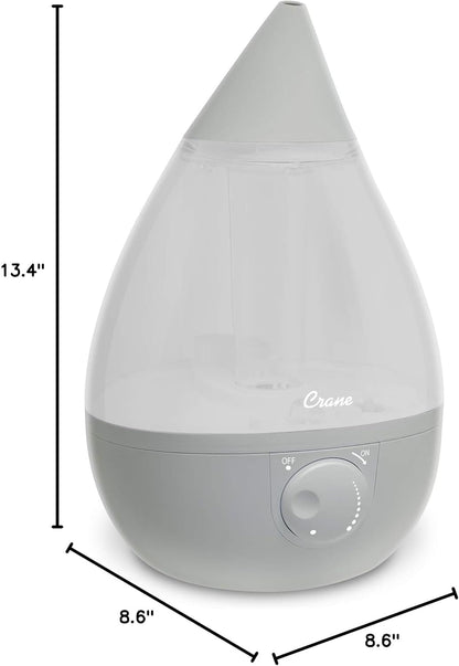 Crane Ultrasonic Cool Mist Humidifier for Bedroom, Baby Nursery, Kids Room, Plants, or Office, Large 1 Gallon Tank, Filter Optional, Orange