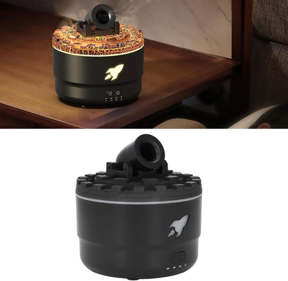 Essential Oil Diffuser Humidifier 200ml Quiet Volcano Cool Mist Humidifier Aromatherapy Diffuser with 7 Colors Light for Bedroom Office (Black)