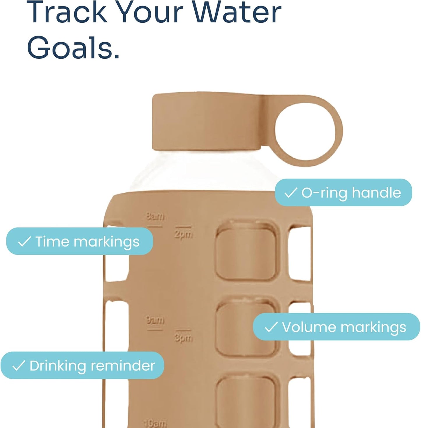 purifyou 40oz / 32oz / 22oz / 12oz Borosilicate Glass Water Bottle with Time & Volume Markers, Silicone Sleeve, Stainless Steel Lid | Reusable Glass Bottle for Water & Juice (40oz Jet Black)