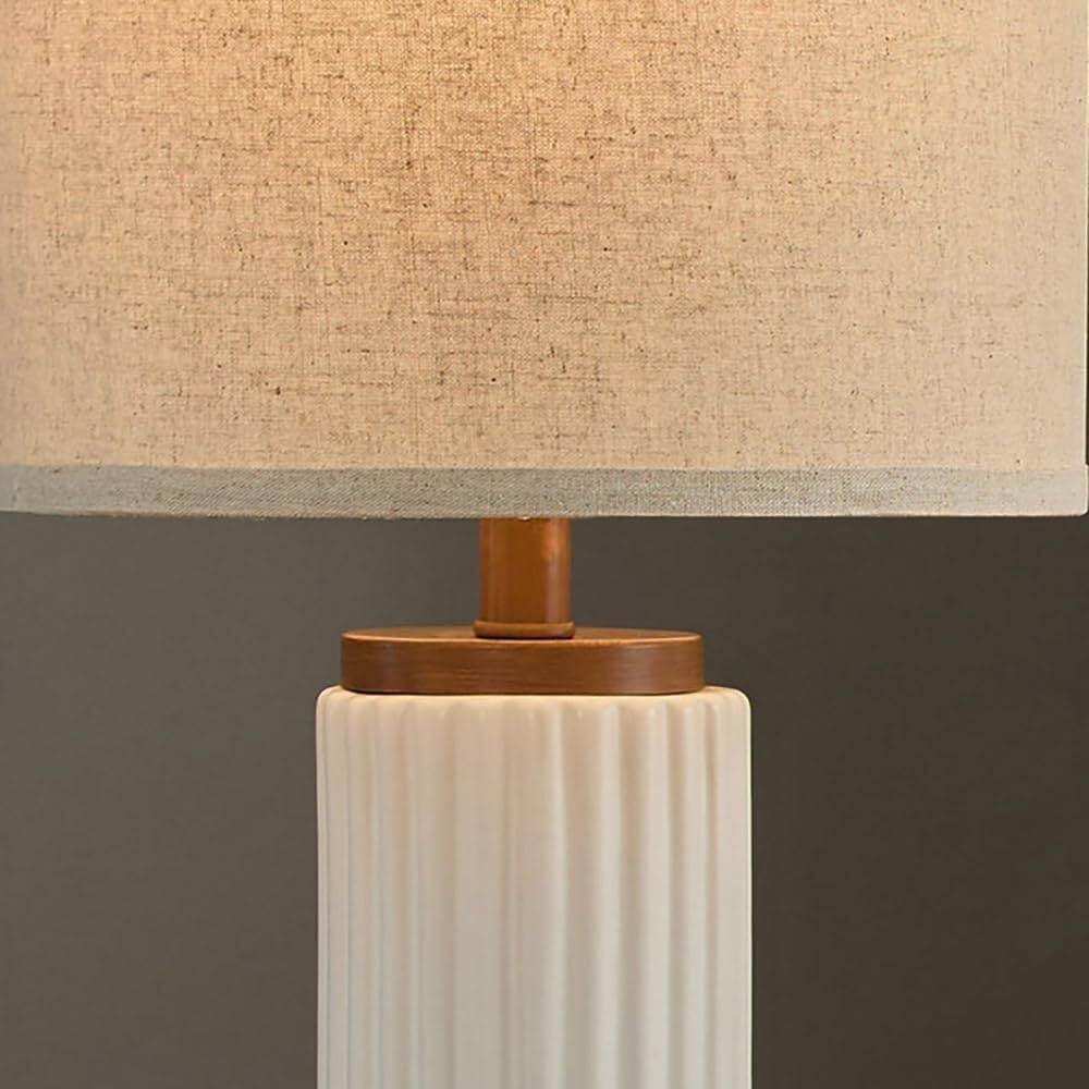 25-inch Modern Ceramic Table Lamp 2-Pack, 3-Way Dimmable, Oatmeal Shade for Living Room, Bedroom, and Dining Room Suitable for Living Room, Dormitory, Office,(Blue)