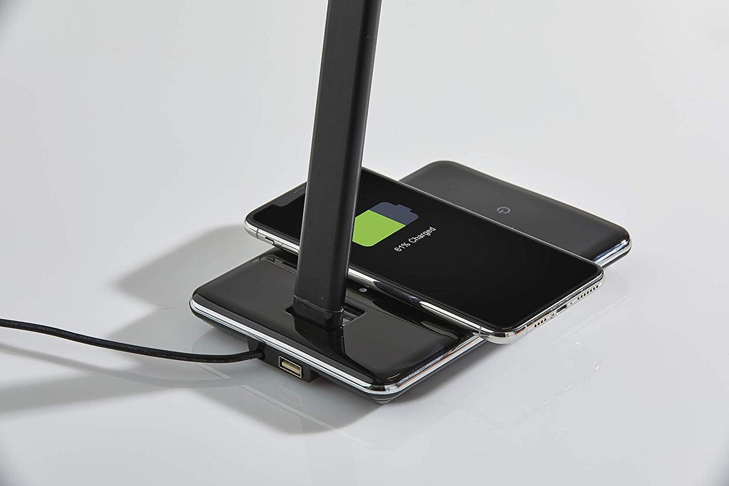 Adesso Simplee Declan LED Multi-Function Desk Lamp, Smart, 3 Color Temperature Modes, Improved Wellness and Circadian Rhythm, Qi Wireless Charging, Dimmer Touch Switch, 5ft, White