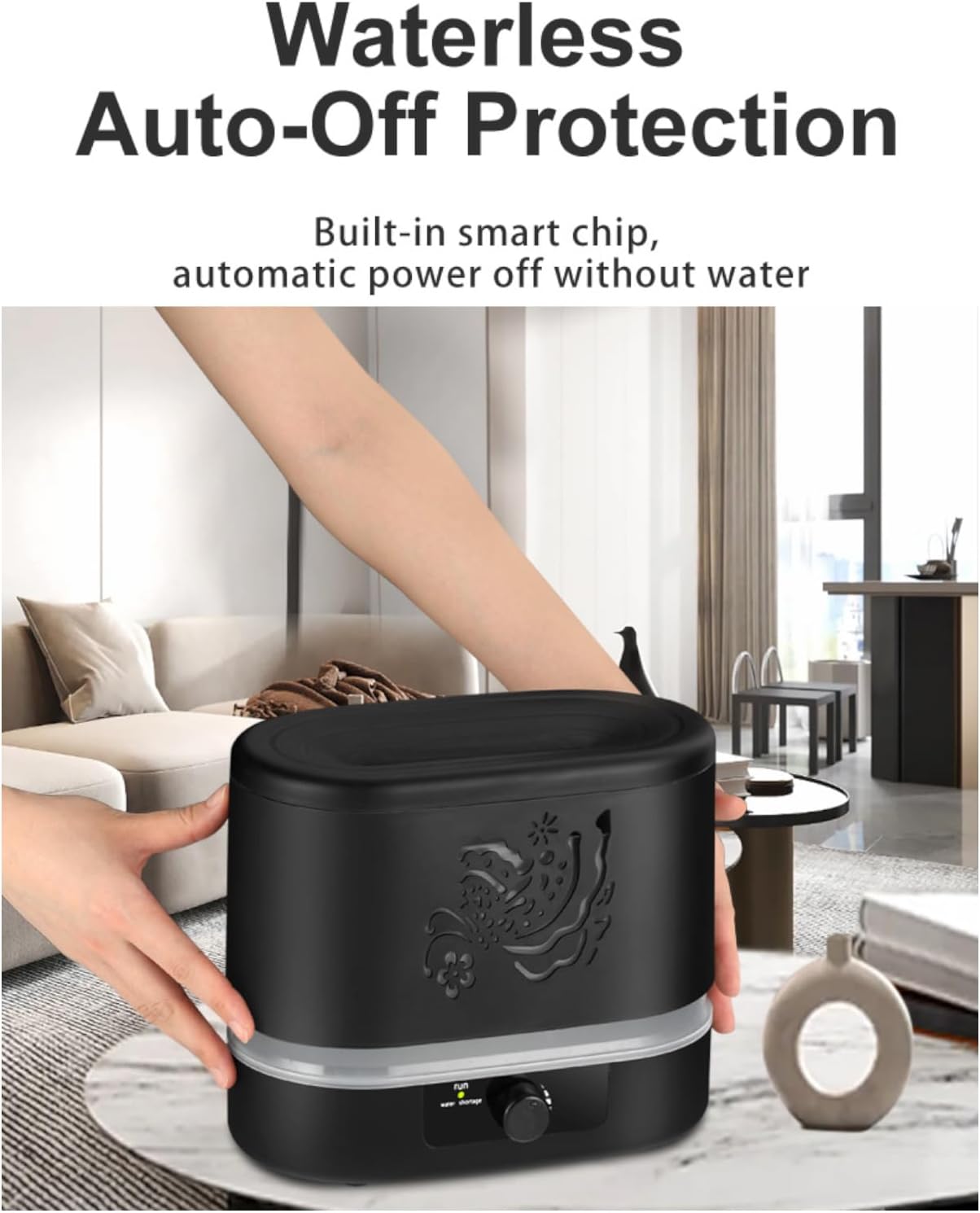 Flame Aroma Diffuser,Humidifier And Air Purifier In 1,Simulated Flame Night Light,Add Water To The Top,Power Off When There Is No Water,Silent Humidification for Baby Home Office,Black,A Moon