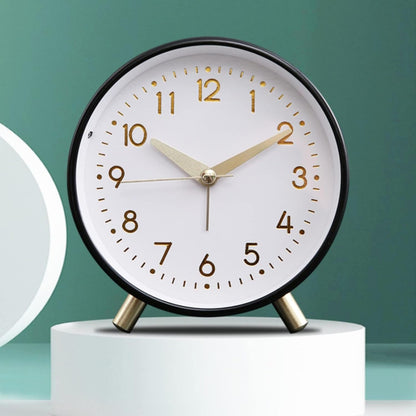 VSULZVNU Alarm Clock 4.5 Inch Alarm Clock for Heavy Sleepers Silent Non-Ticking Alarm Clock with Backlight Battery Operated, Loud Alarm Clock for Bedroom Bedside Smart Alarm Clock (Color : Brass)