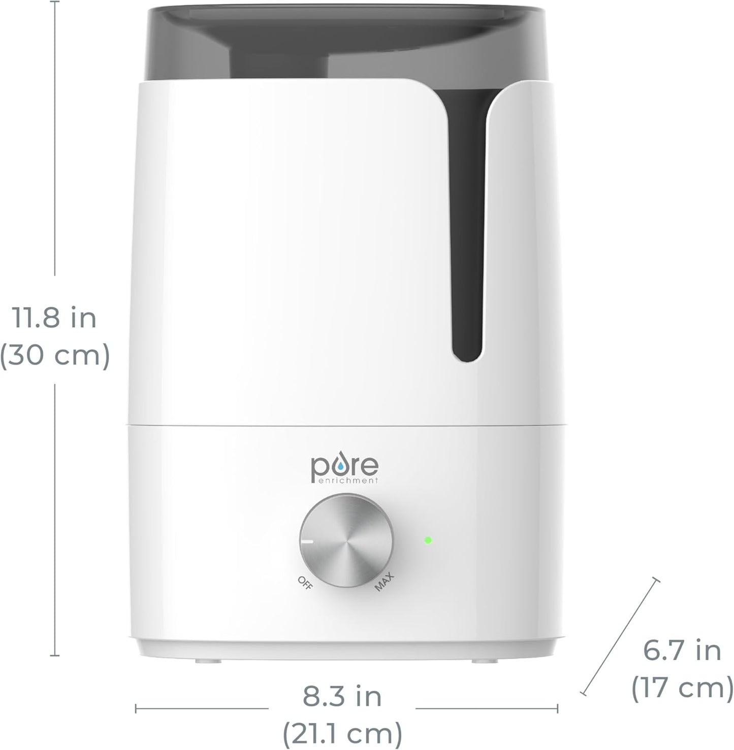 Pure Enrichment HUME Ultrasonic Cool Mist Humidifier - Easy-Clean 3.5L Tank Lasts up to 50 Hours; Whisper Quiet, & Auto Shut-Off for Large Living Rooms, Basements, Bedrooms, Nurseries, & Plants